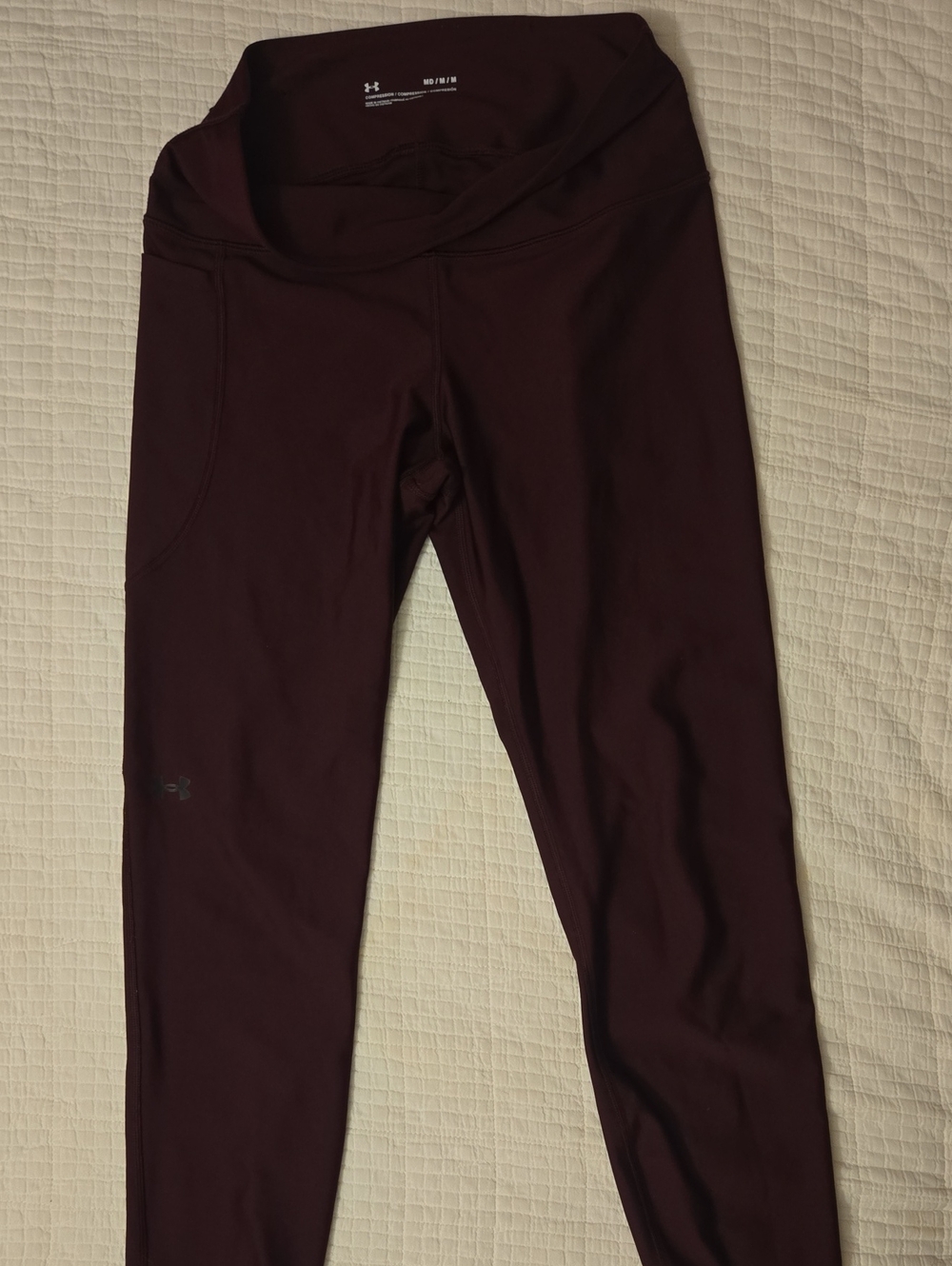 Underarmer Maroon High-Waist , Half Calf Athletic Leggings